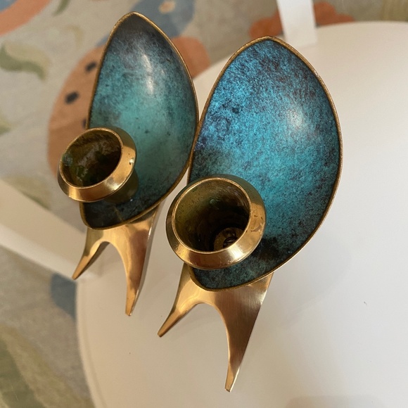 VTG I MCM I Oppenheim Israel I Art Deco Candle Holders - Picture 12 of 16